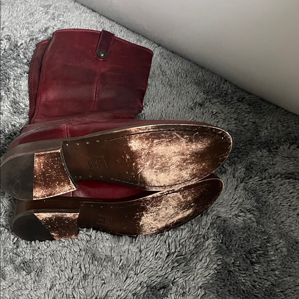Frye Bordeaux Leather Tall Boots - Picture 2 of 4
